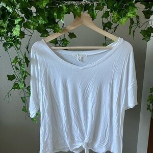 Eye Candy White Relaxed Tie Front T-Shirt